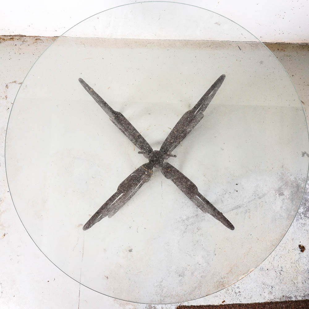 Cast Iron Butterfly Side Table With Glass Top