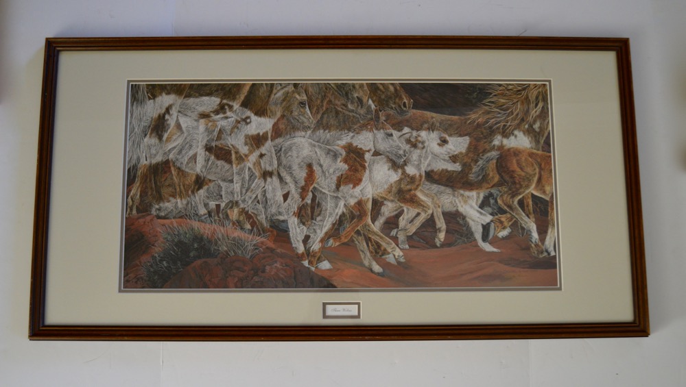 Judy Larson "Three Wolves" Signed Limited Edition Print w/Overlay