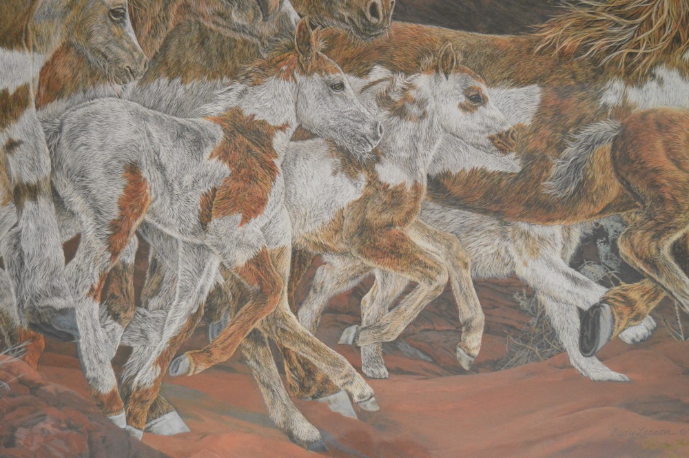 Judy Larson "Three Wolves" Signed Limited Edition Print w/Overlay