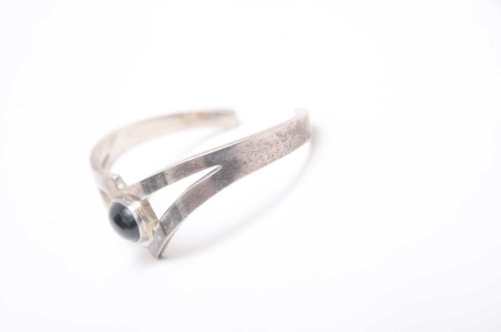 Sterling Silver Onyx Bracelet and Austin Garcia Pendant