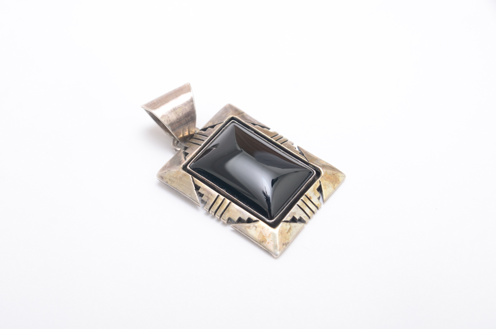 Sterling Silver Onyx Bracelet and Austin Garcia Pendant