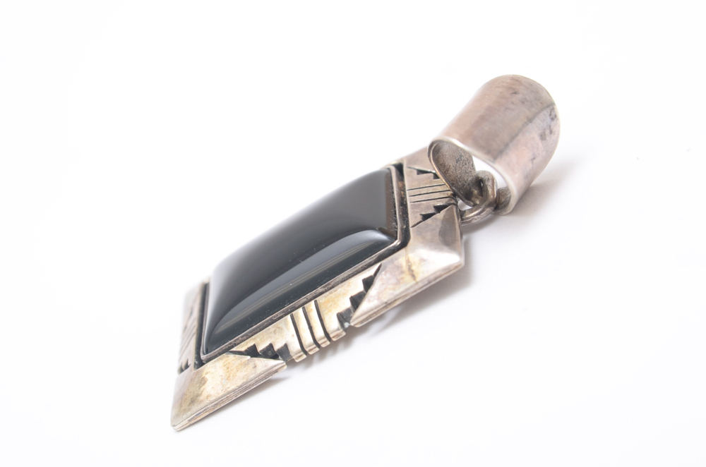 Sterling Silver Onyx Bracelet and Austin Garcia Pendant