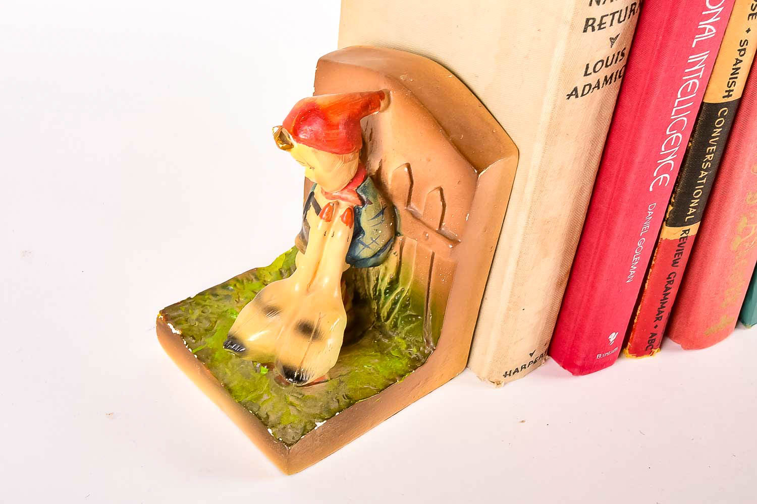 Pair of Hummel-Style Bookends with Books