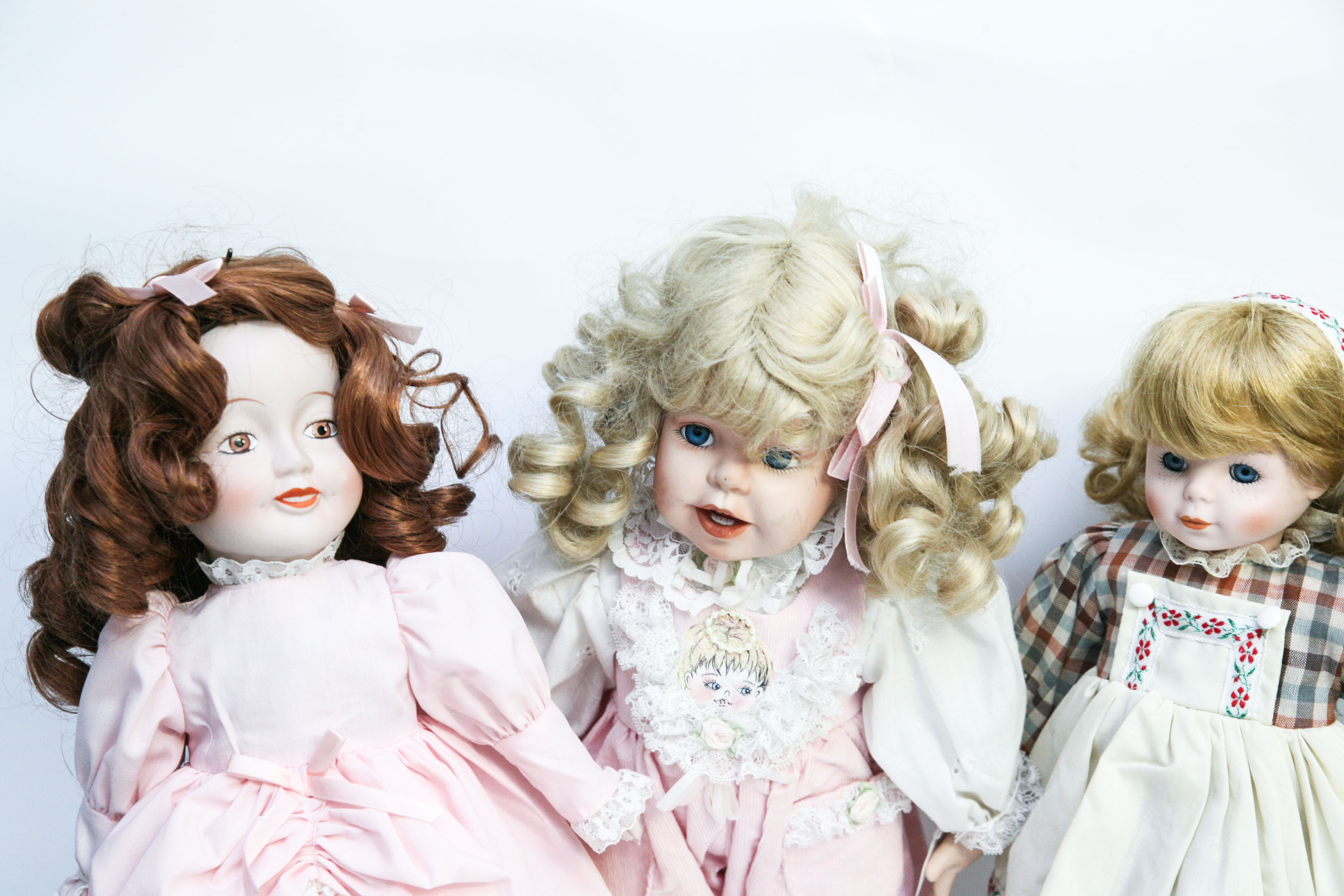Collection of Blonde Porcelain Dolls including DanDee