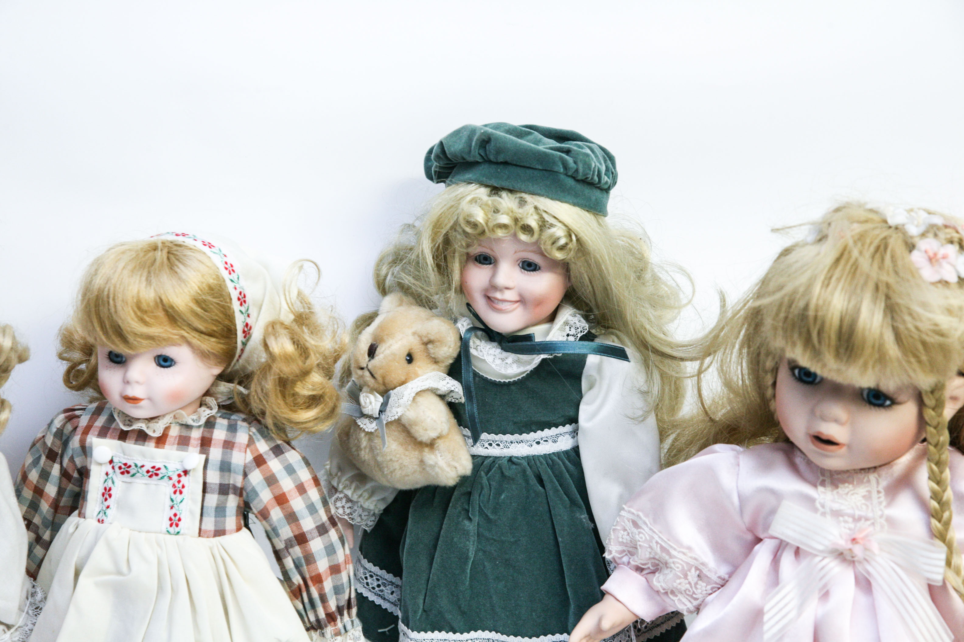 Collection of Blonde Porcelain Dolls including DanDee