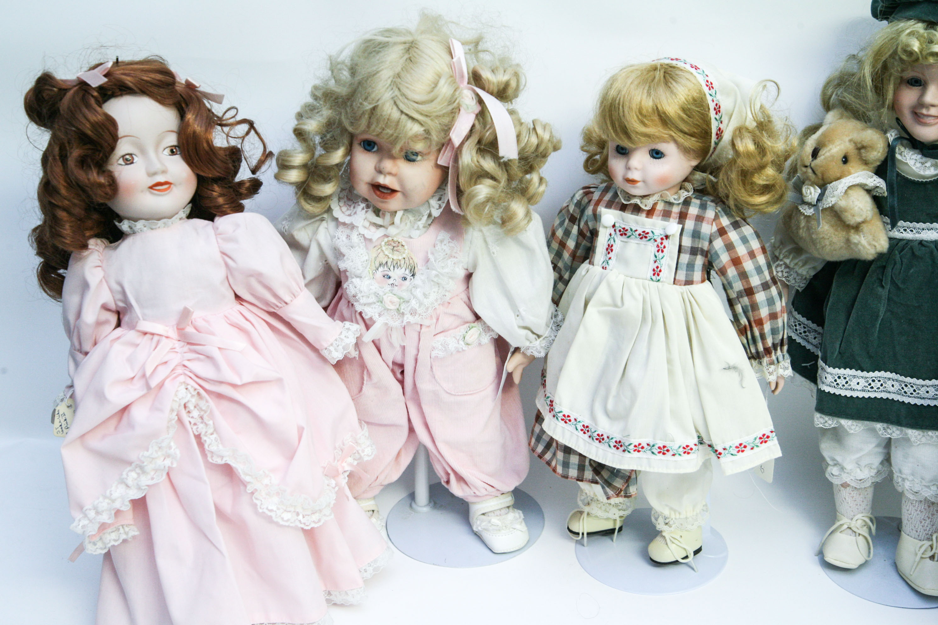Collection of Blonde Porcelain Dolls including DanDee