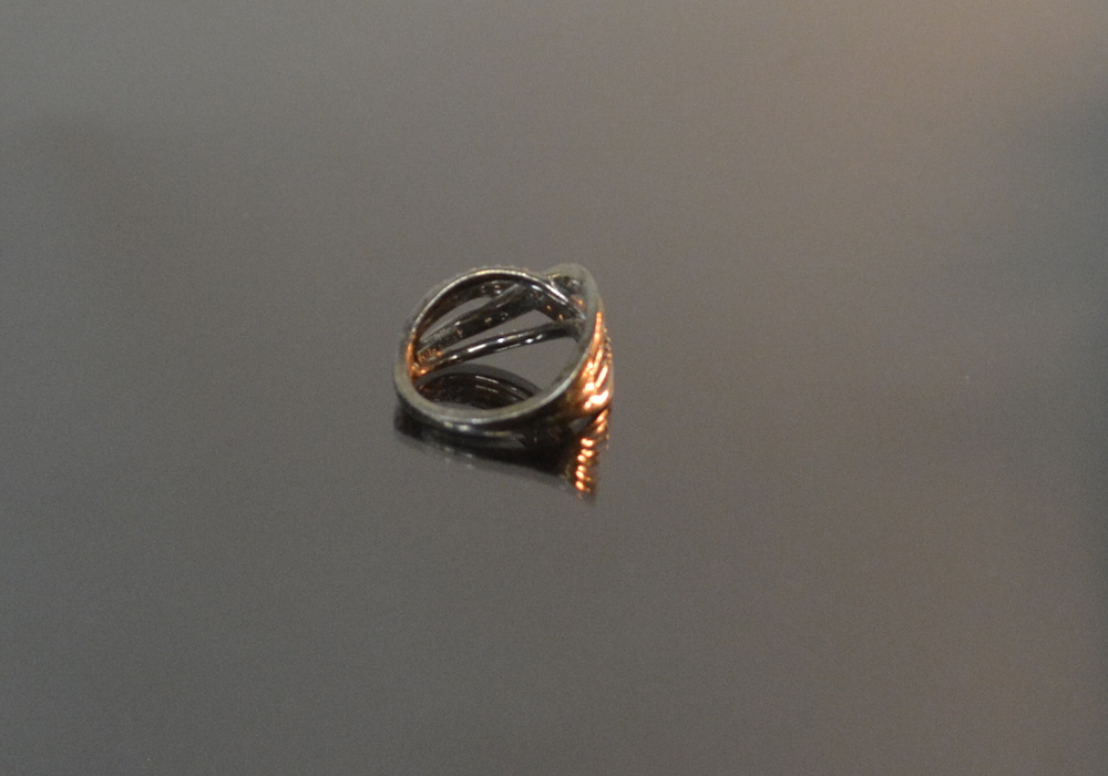 Sterling Silver and Diamond Crossover Style Ring