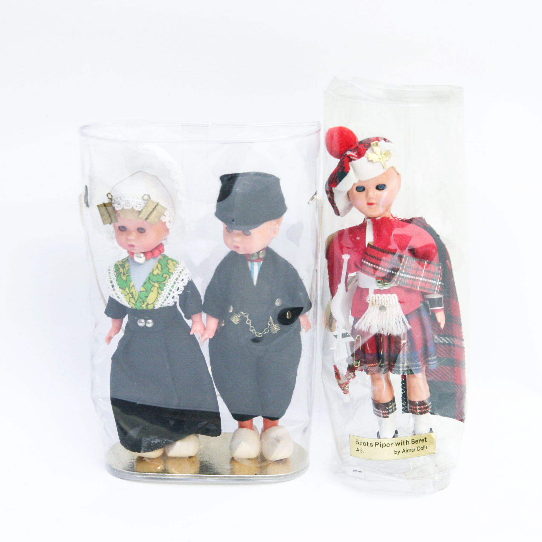 Altar Doll's "Scots Piper with Beret" (#A1) Plus Two Celluloid Dolls