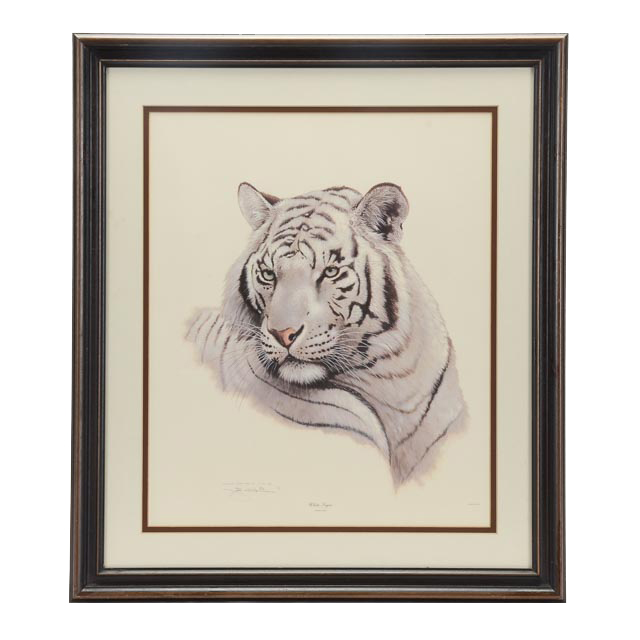 Jim Oliver Signed Print "White Tiger"