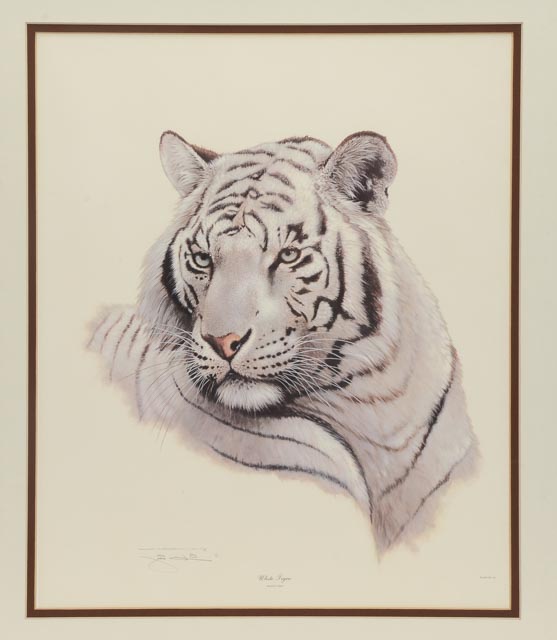 Jim Oliver Signed Print "White Tiger"