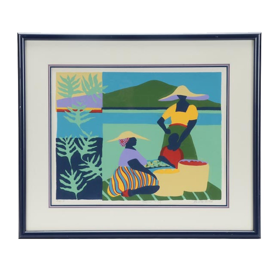 Ms. Lisa Etre Signed Limited Edition 1988 Serigraph "Tropical T'ing"