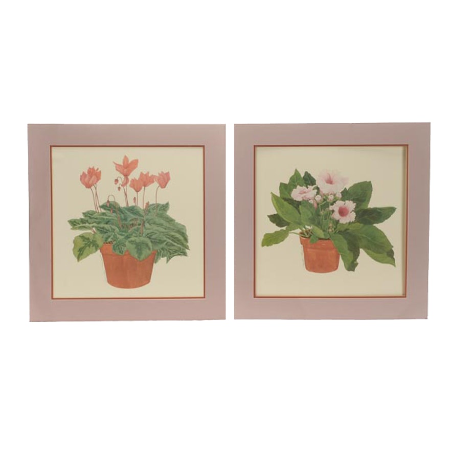 Pair of Sandra Tommela Floral Reproduction Prints