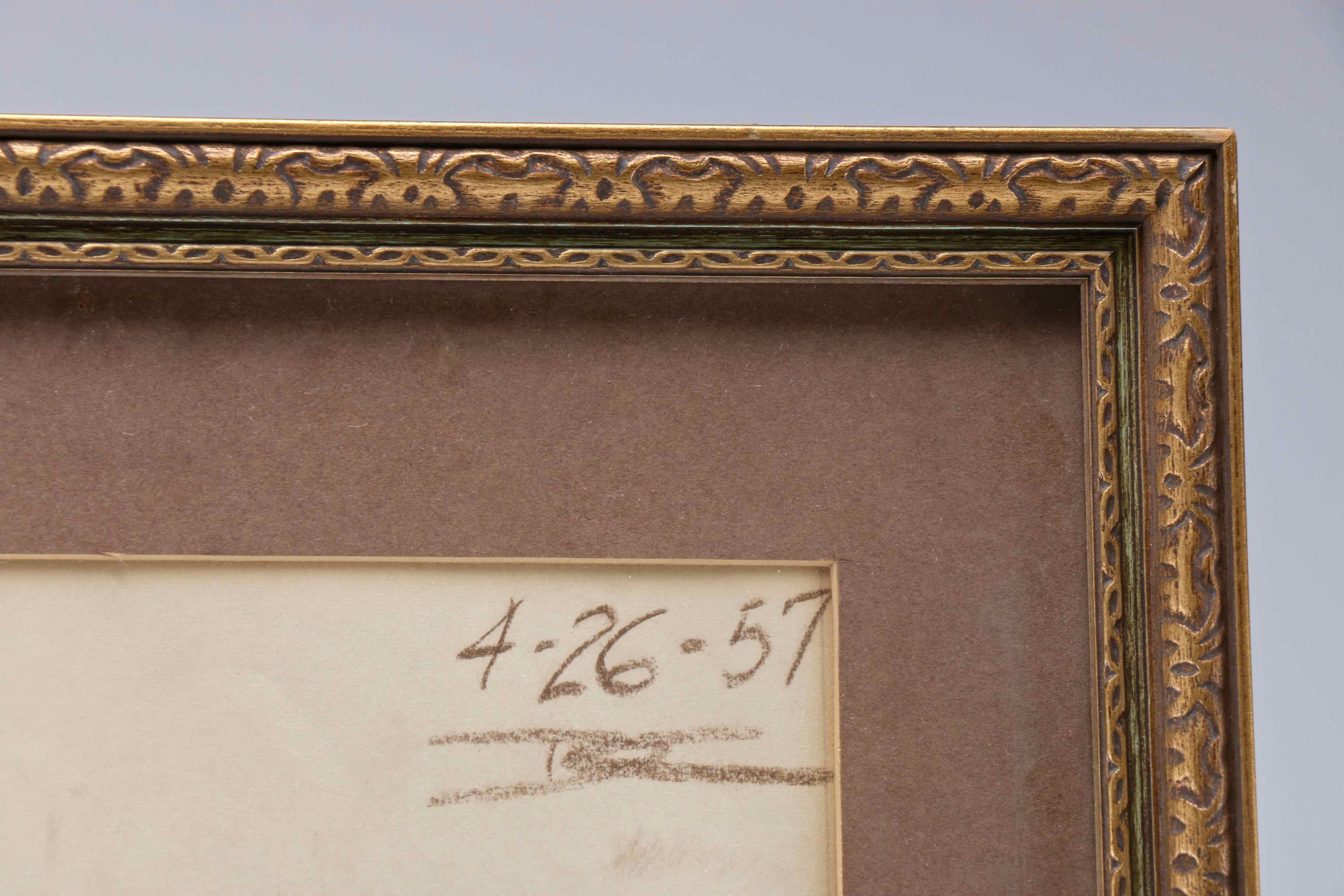 Original Drawing of Nude Woman with Broom