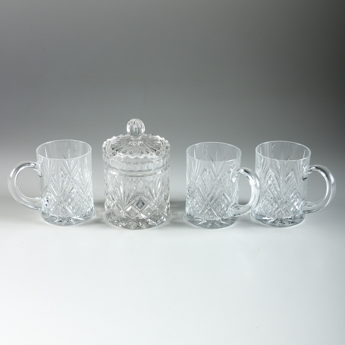 Vintage Lead Crystal Mugs and Candy Dish from Yugoslavia