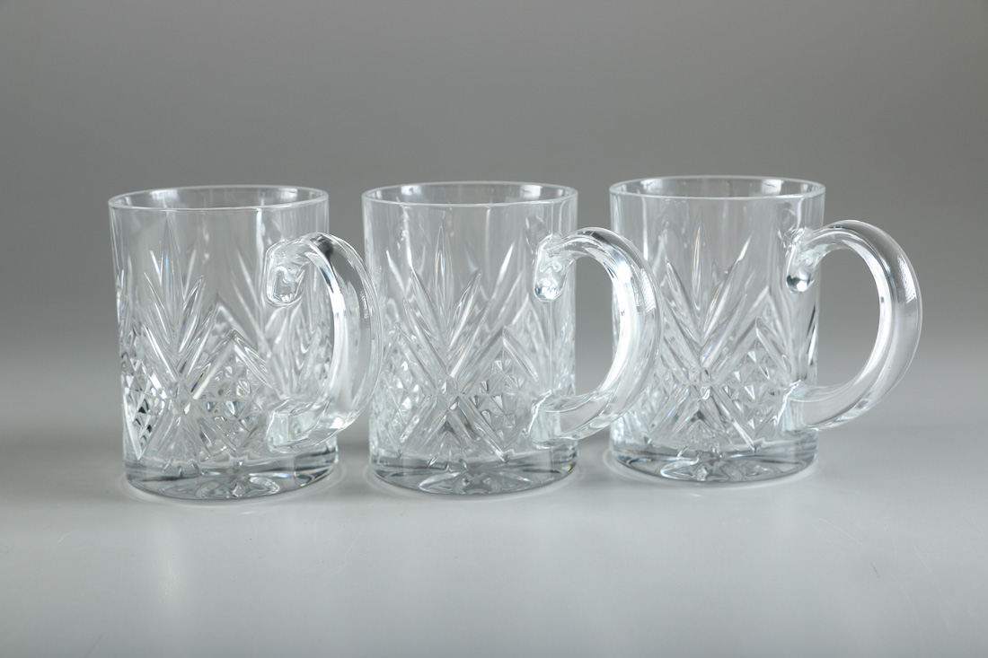 Vintage Lead Crystal Mugs and Candy Dish from Yugoslavia