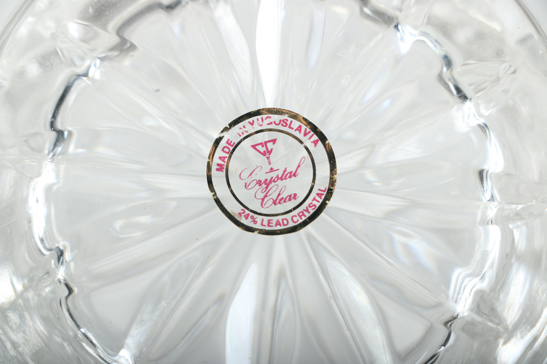 Vintage Lead Crystal Mugs and Candy Dish from Yugoslavia