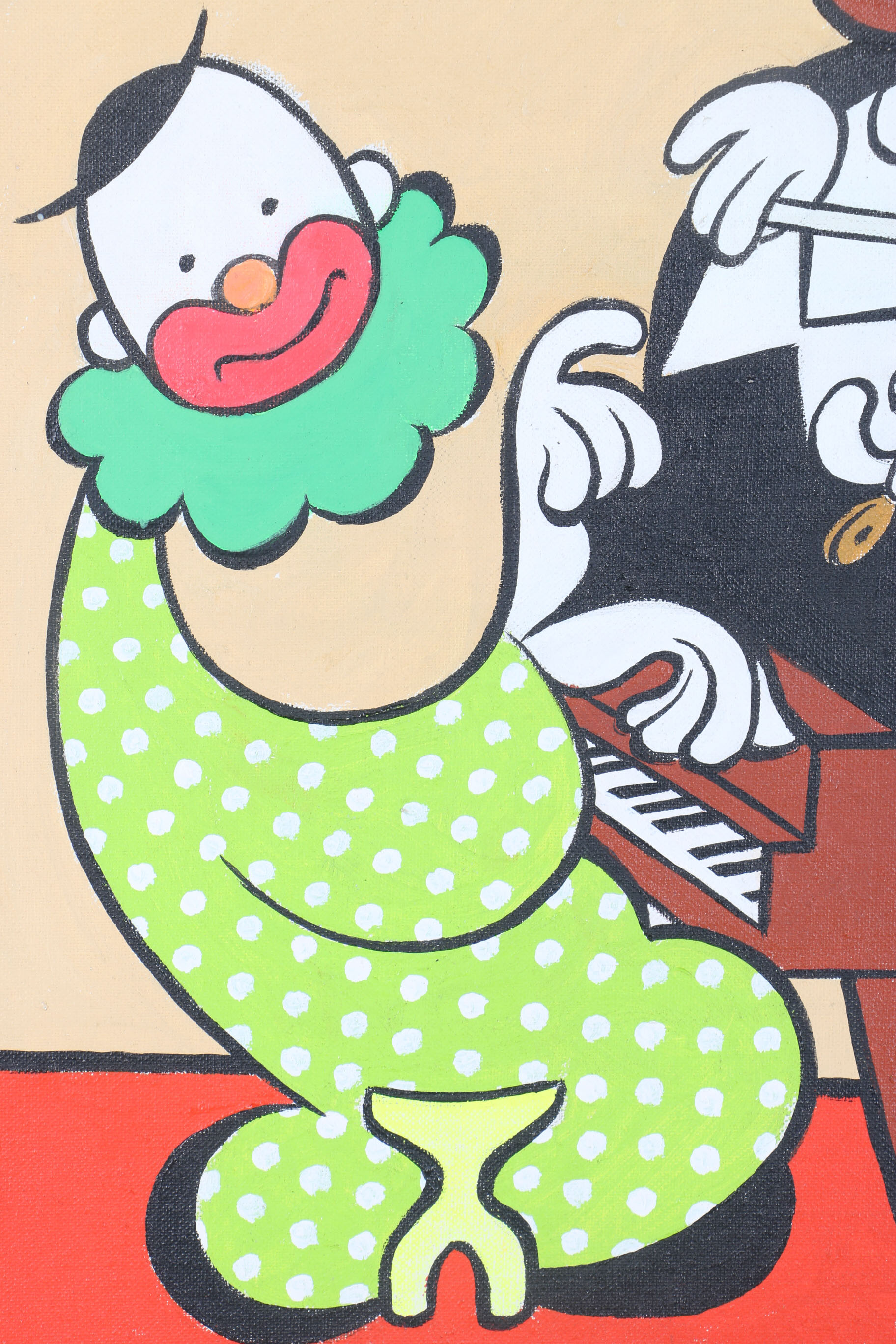 Xavier Cugat Signed Framed Oil Painting of Clowns