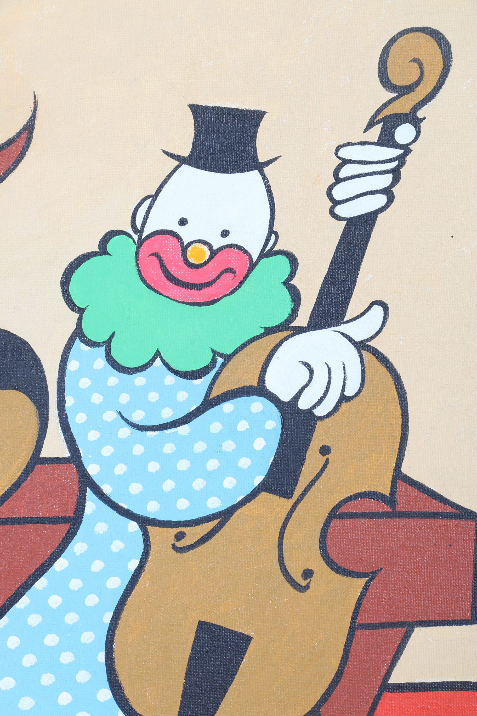 Xavier Cugat Signed Framed Oil Painting of Clowns