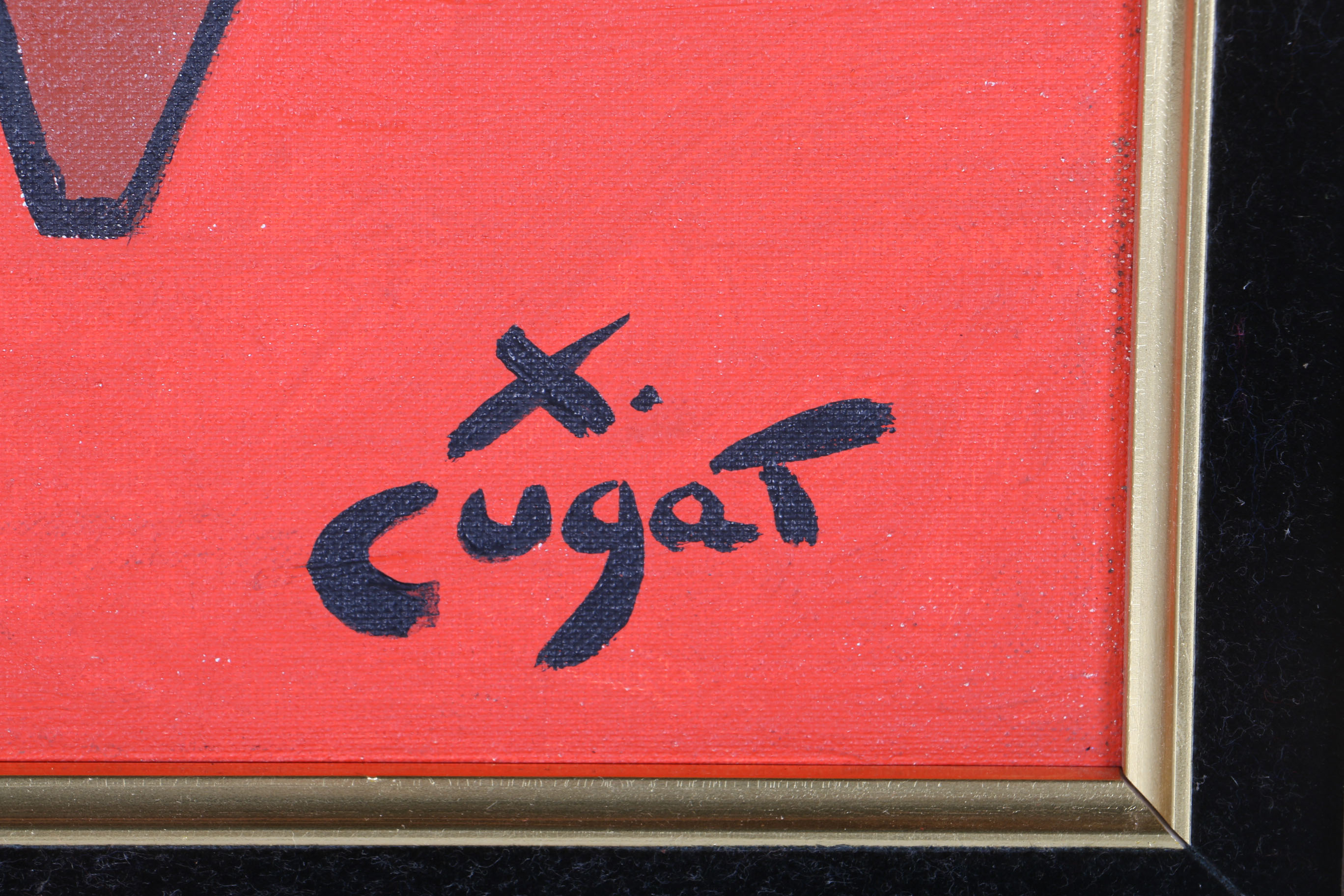 Xavier Cugat Signed Framed Oil Painting of Clowns