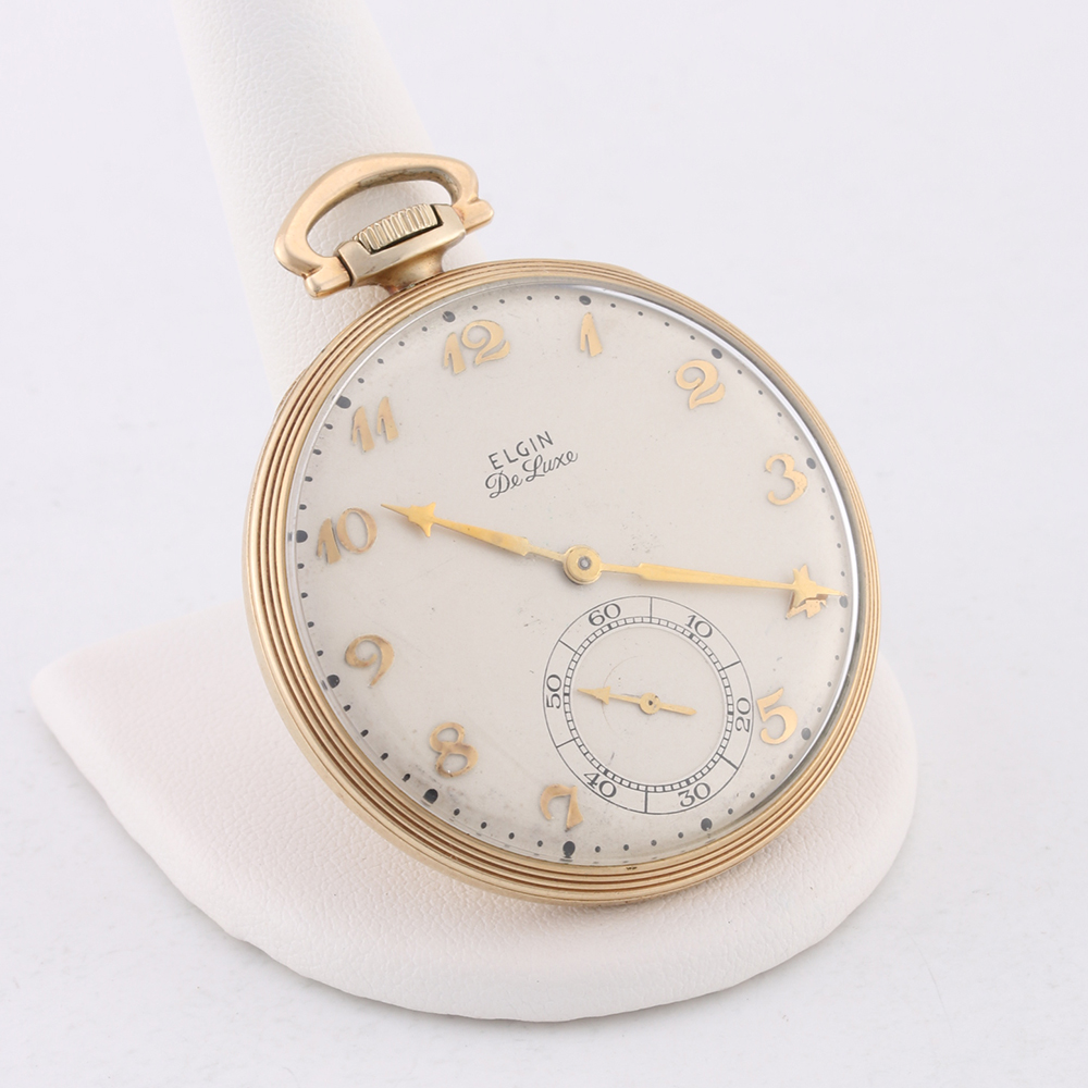 Vintage 1940s 10K Gold Filled Elgin DeLuxe Pocket Watch