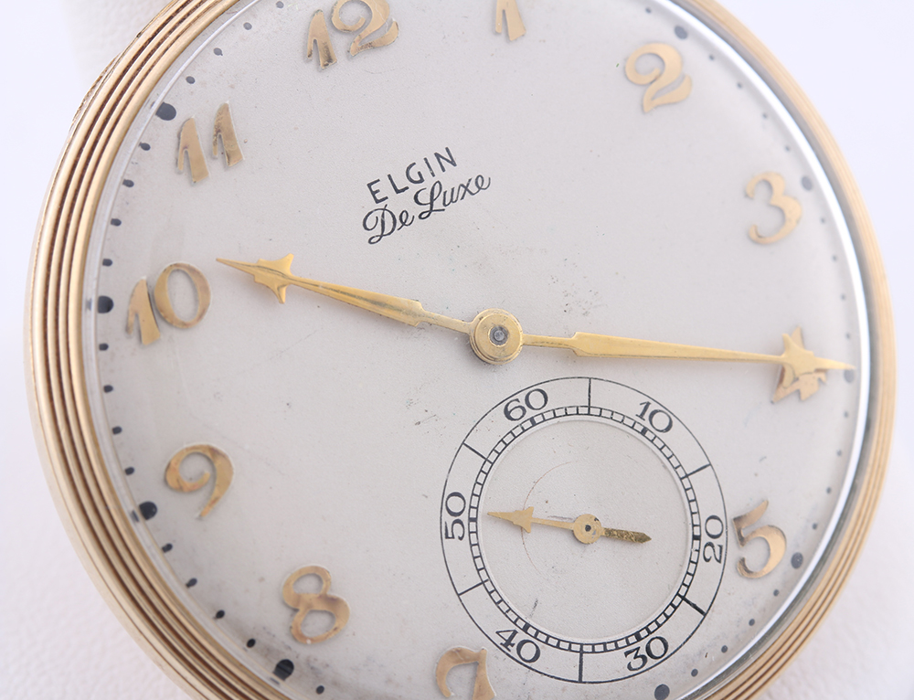 Vintage 1940s 10K Gold Filled Elgin DeLuxe Pocket Watch