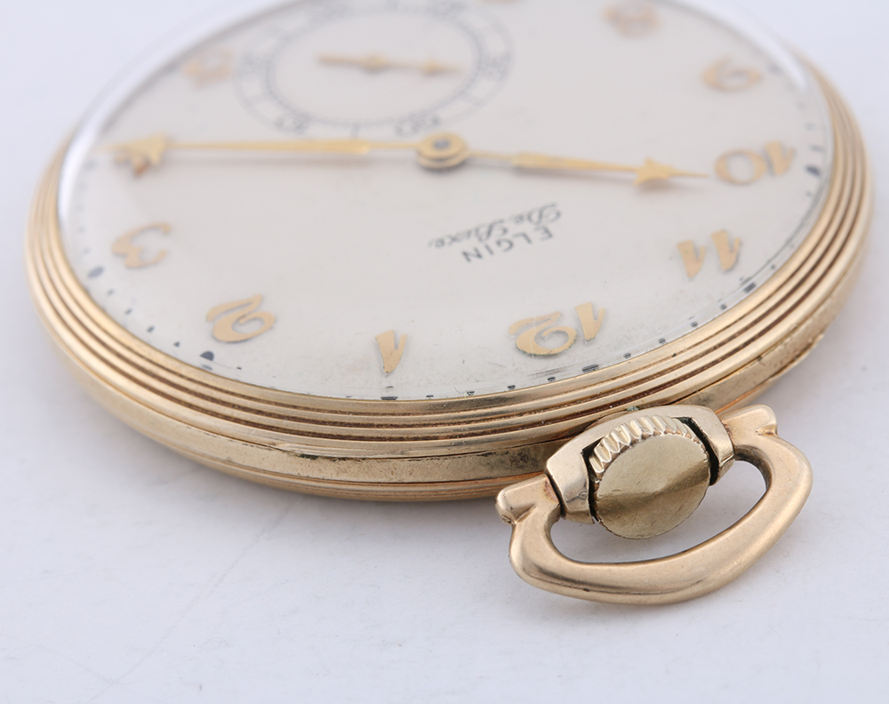 Vintage 1940s 10K Gold Filled Elgin DeLuxe Pocket Watch
