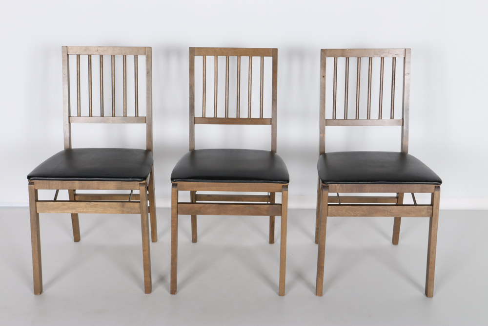 Vintage Folding Card Table with Three Chairs by Stakmore Co.