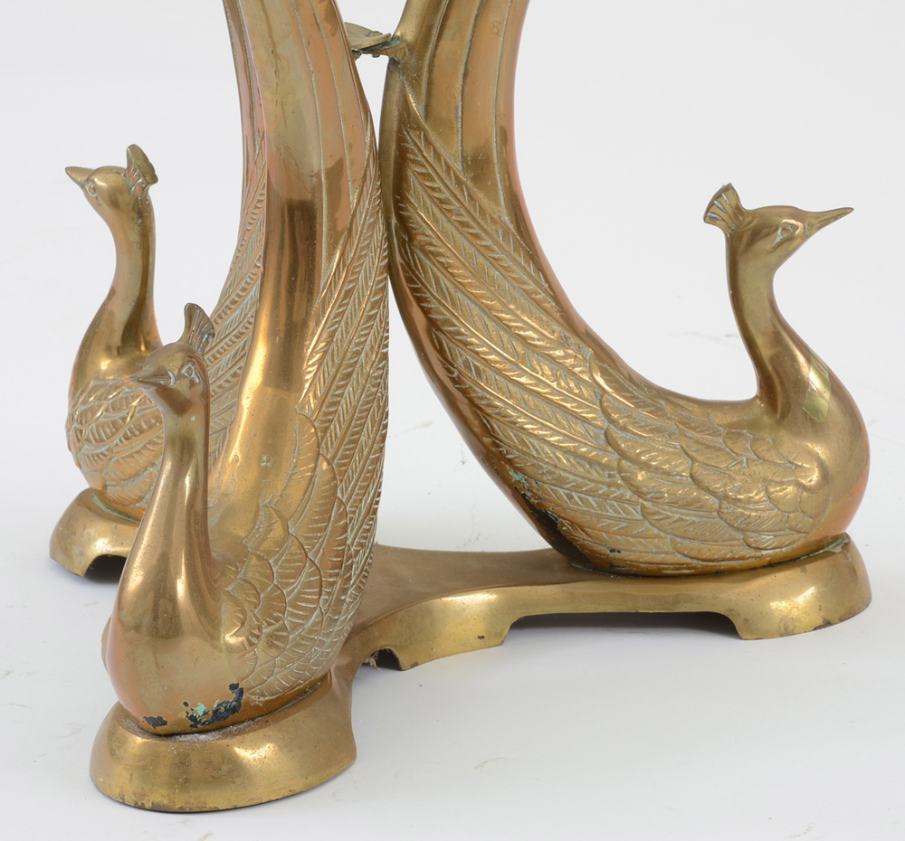 Brass and Glass Peacock Occasional Table