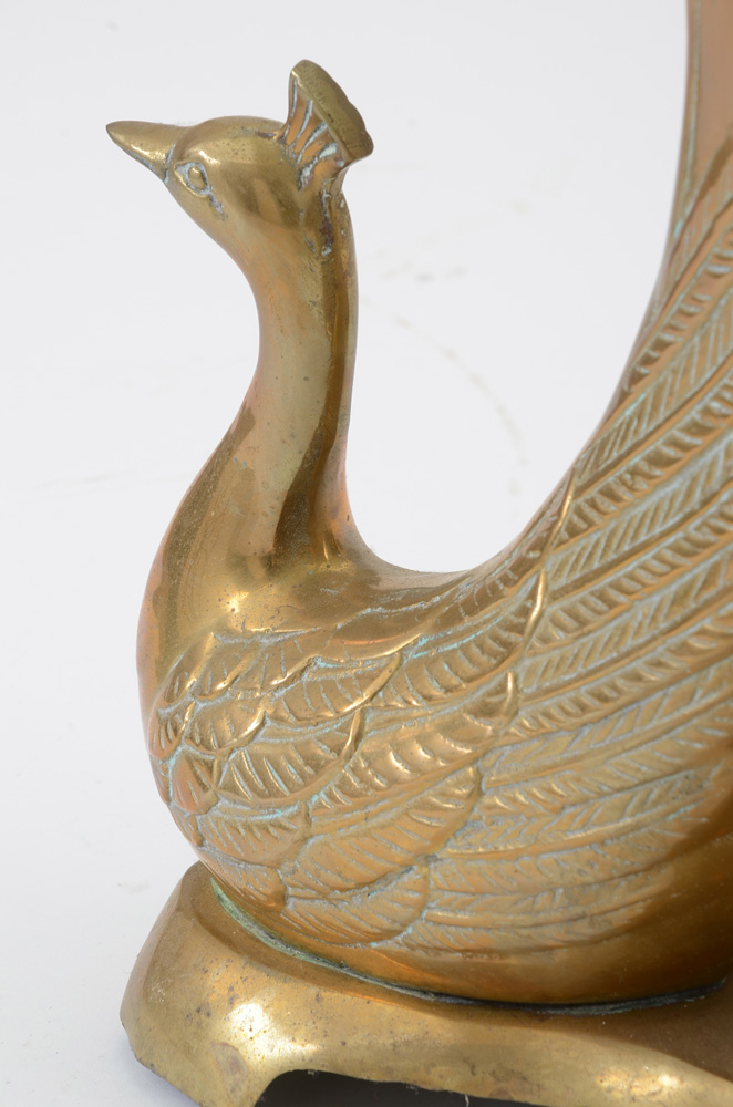 Brass and Glass Peacock Occasional Table