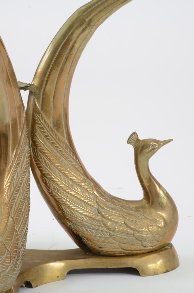 Brass and Glass Peacock Occasional Table