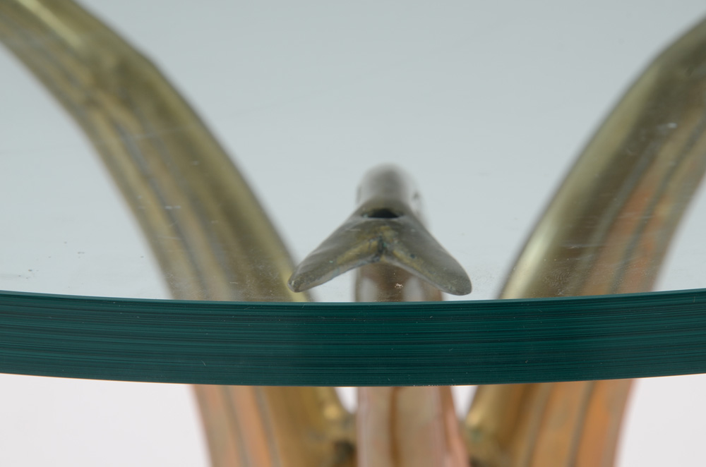 Brass and Glass Peacock Occasional Table