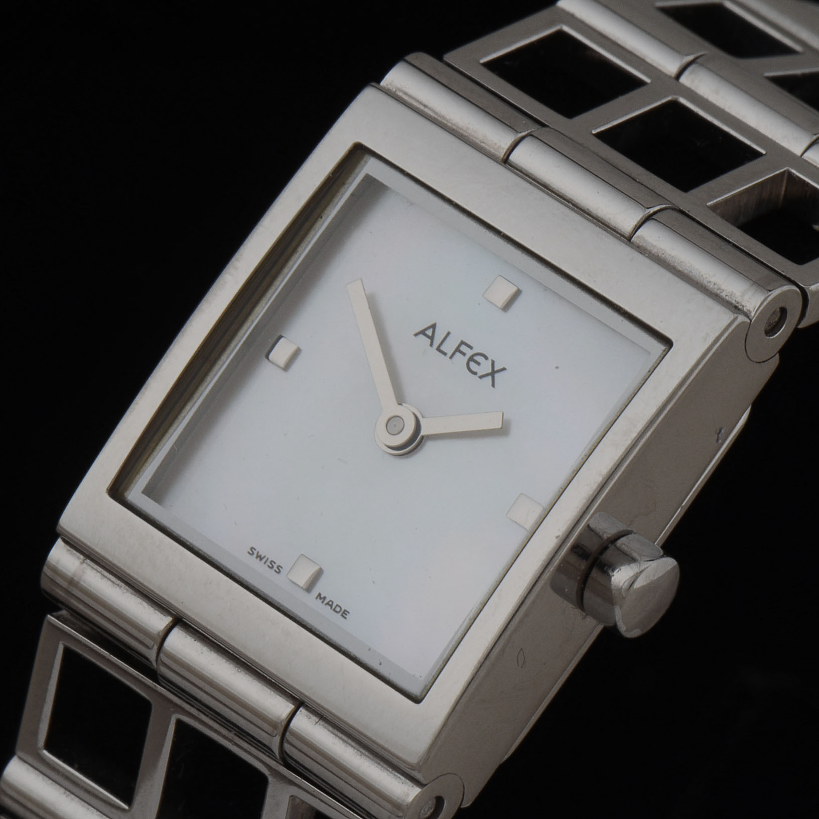 Women's Alfex of Switzerland Swiss Made Stainless Steel Watch with Signature Case