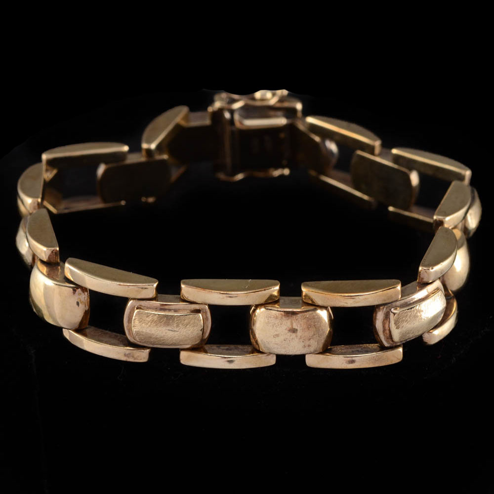 1940s Vintage 8K Yellow Gold Openwork Link Bracelet