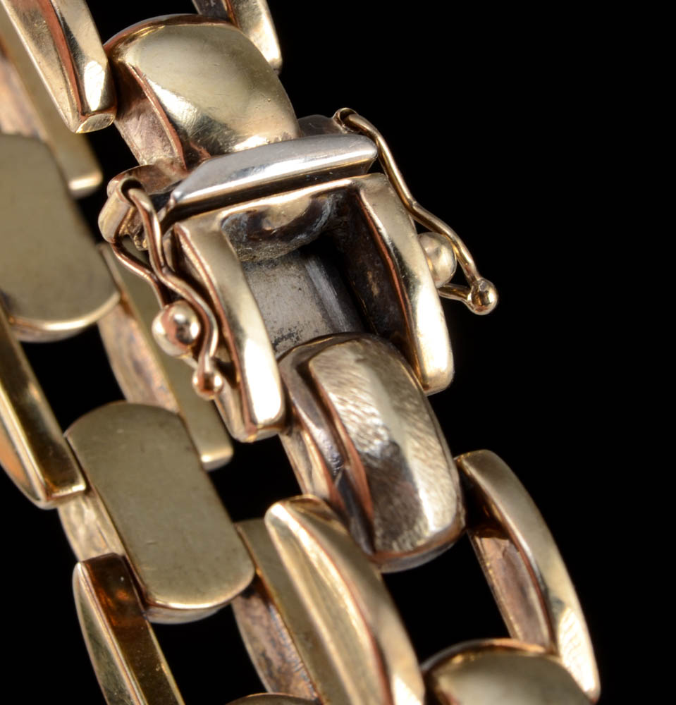 1940s Vintage 8K Yellow Gold Openwork Link Bracelet