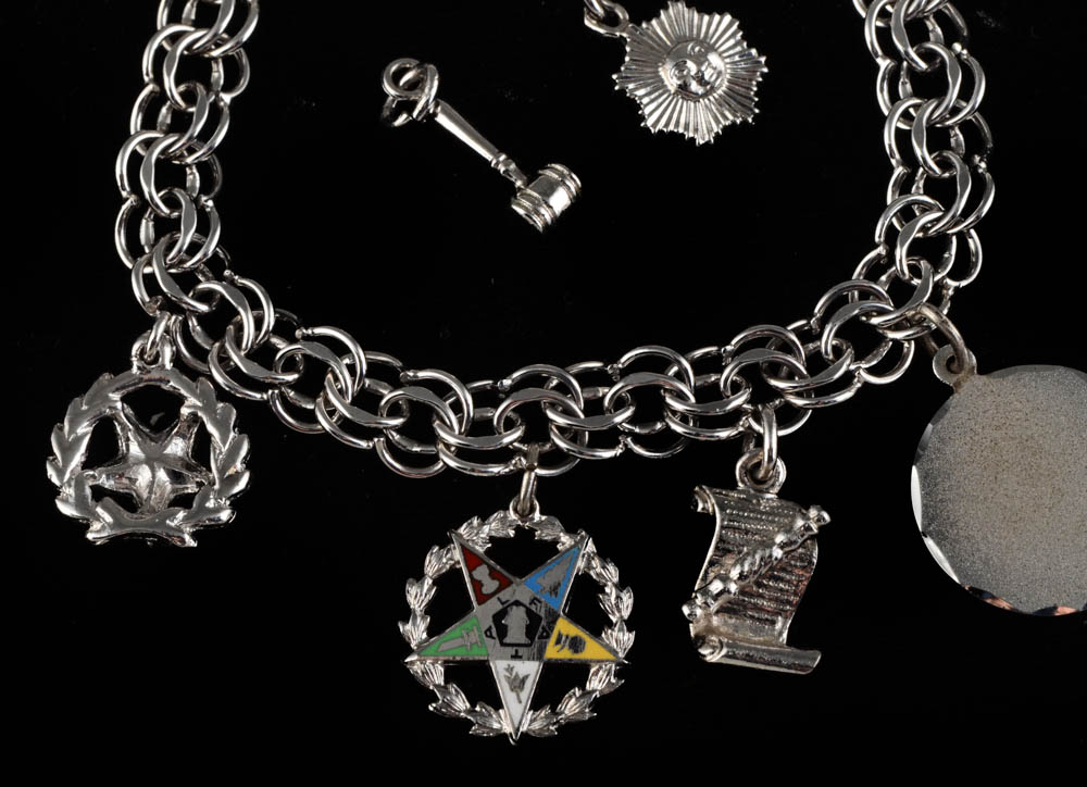 Sterling Silver Charm Bracelet with Two Loose Nickel Silver Charms