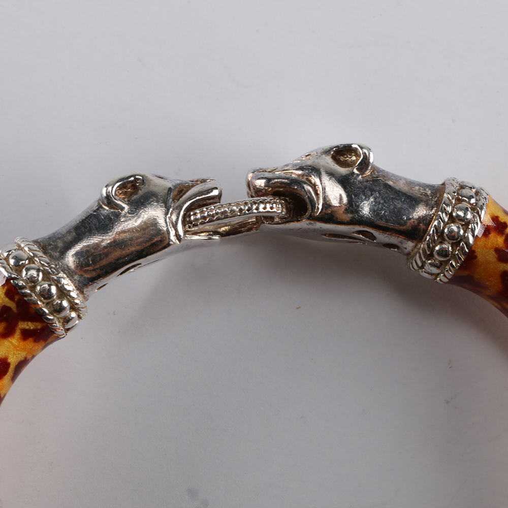 Sterling Silver Leopard Print Bracelet and Silver Tone Necklace