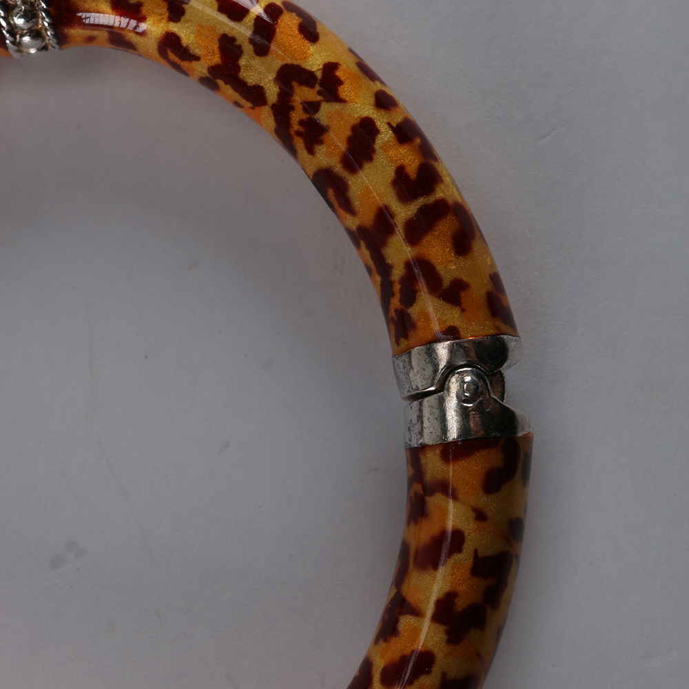 Sterling Silver Leopard Print Bracelet and Silver Tone Necklace