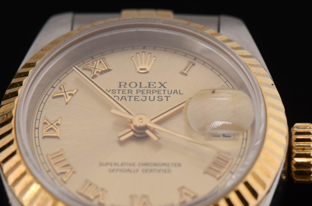 Women's Rolex Datejust 18K Yellow Gold and Steel Champagne Roman Dial Automatic Watch