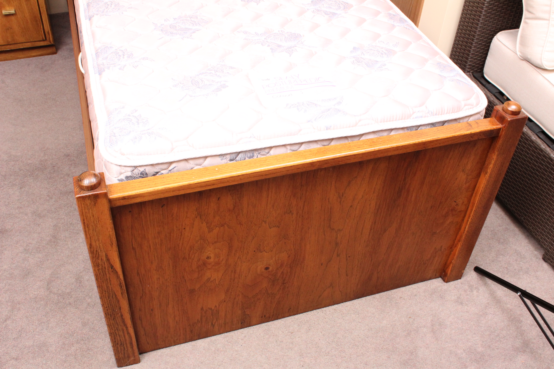 Pair of Vintage Oak Twin Beds