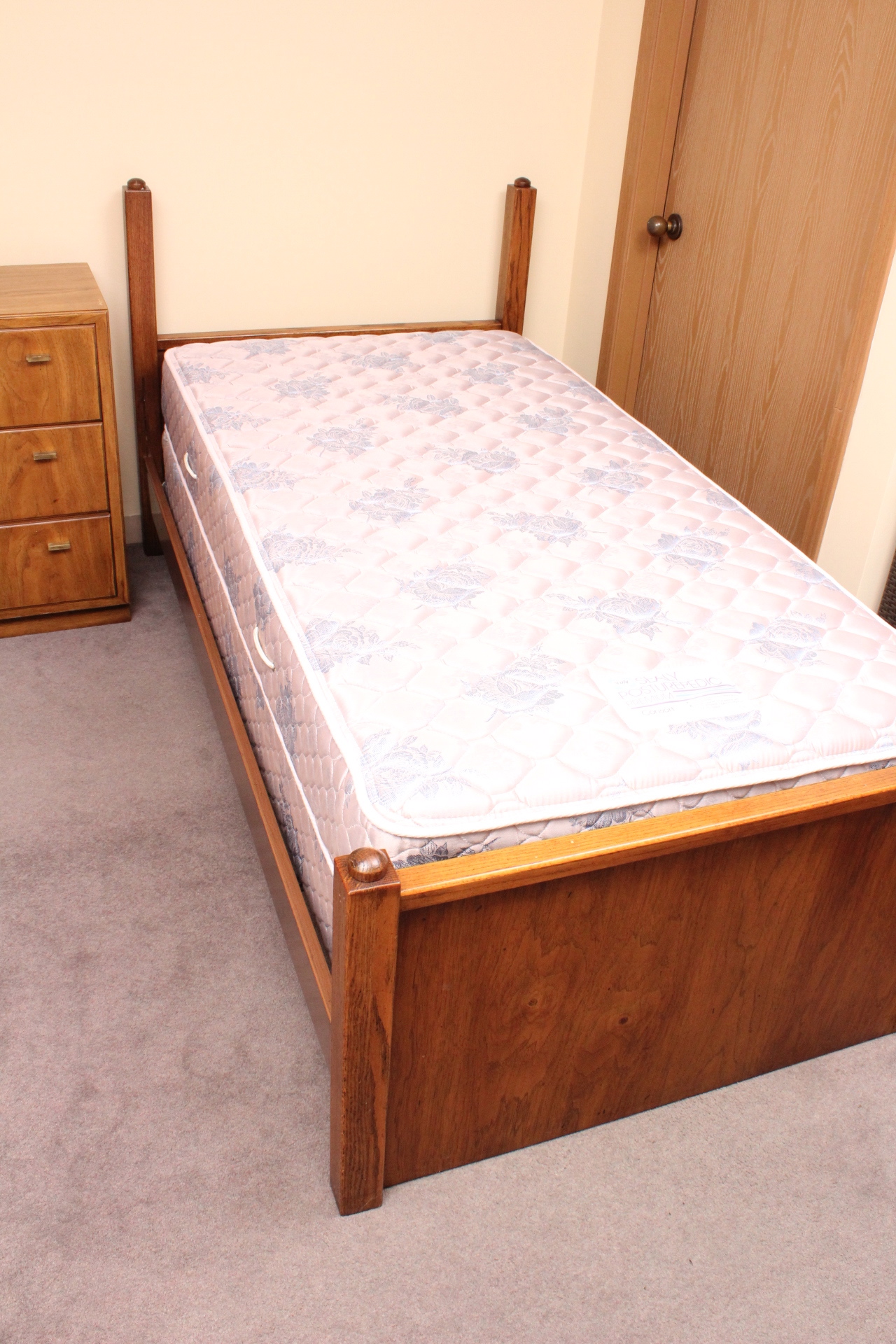 Pair of Vintage Oak Twin Beds