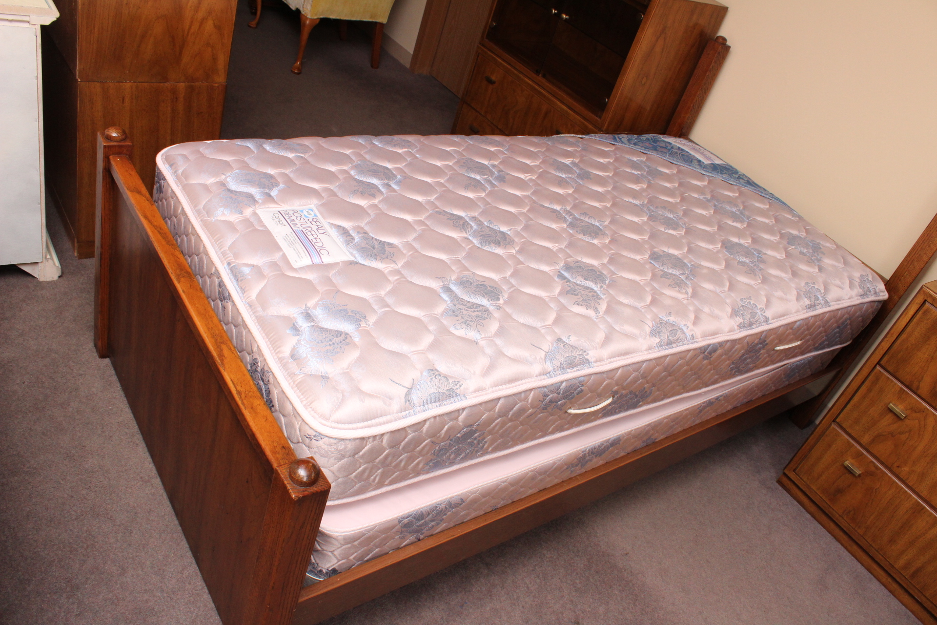 Pair of Vintage Oak Twin Beds