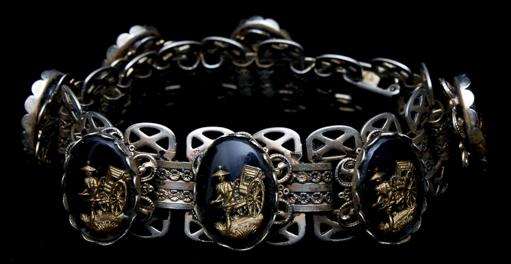 Collection of Bronze Cameo Bracelet and Silver Tone Bird Ring