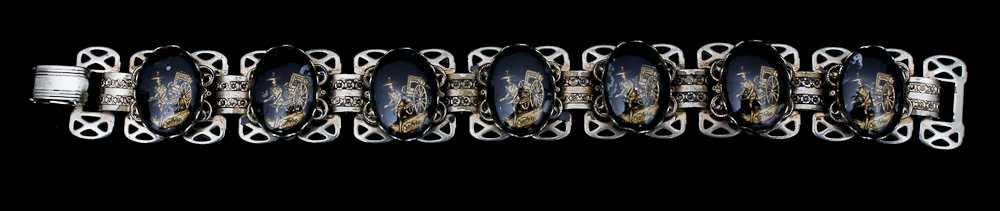 Collection of Bronze Cameo Bracelet and Silver Tone Bird Ring