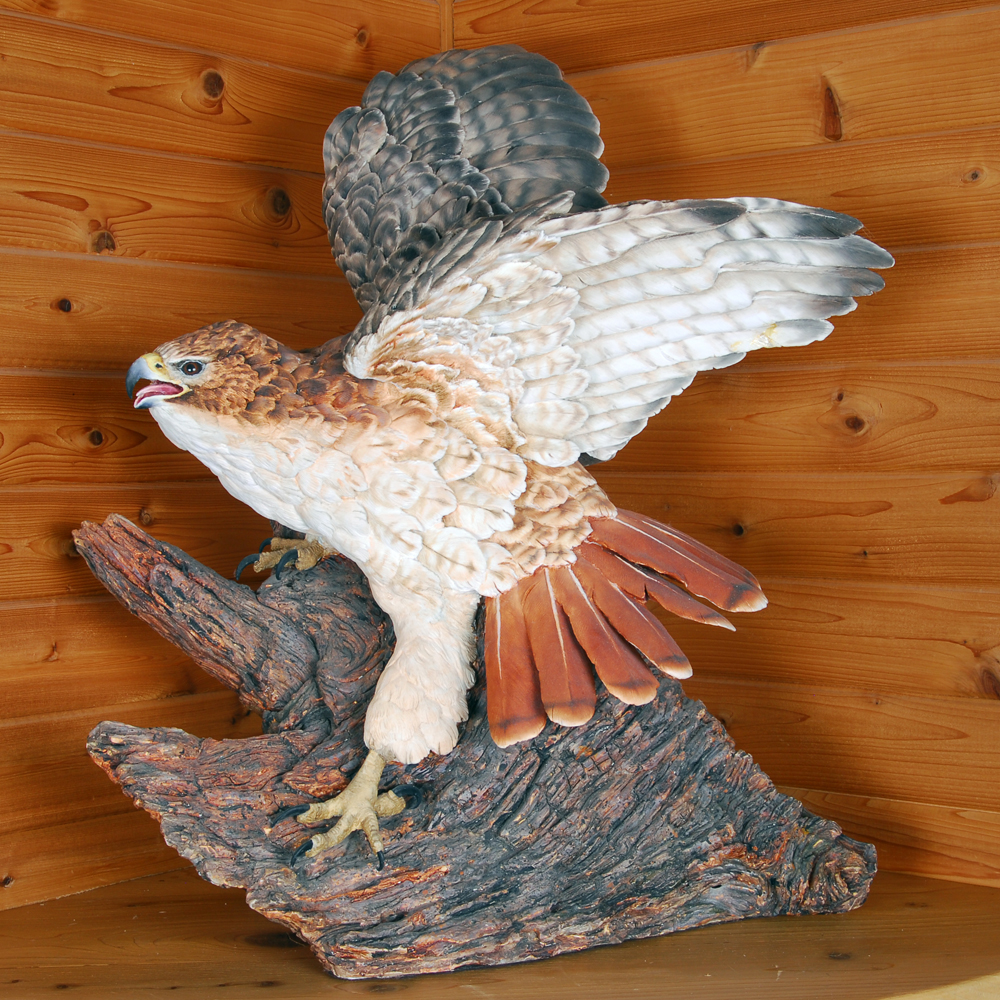 Paul Brunelle Fired Clay Red Tail Hawk Sculpture