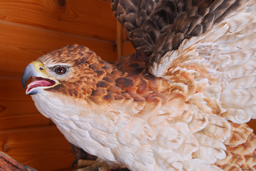 Paul Brunelle Fired Clay Red Tail Hawk Sculpture