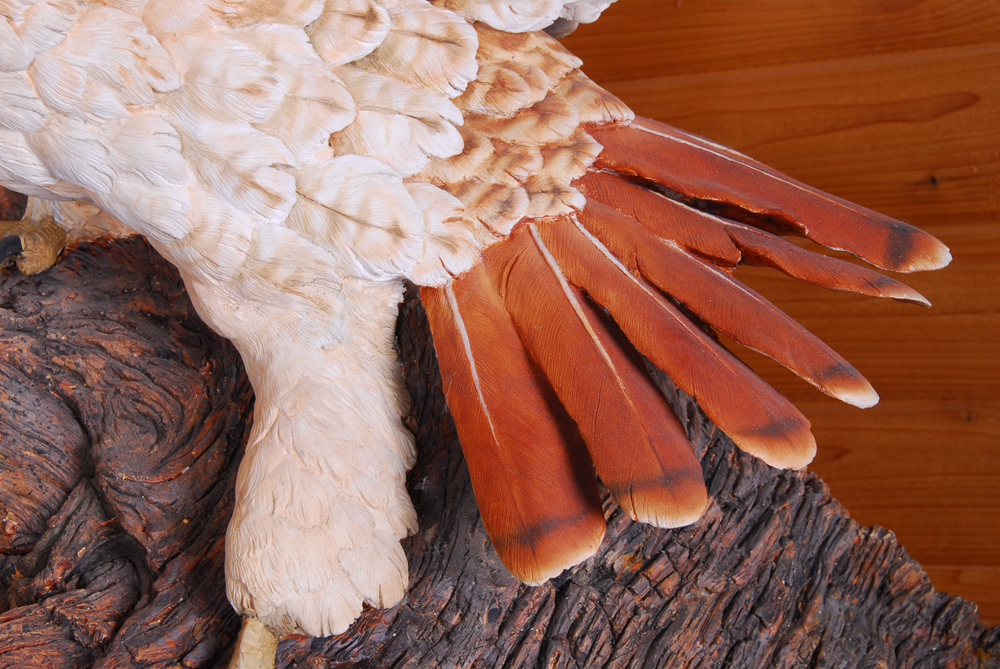 Paul Brunelle Fired Clay Red Tail Hawk Sculpture