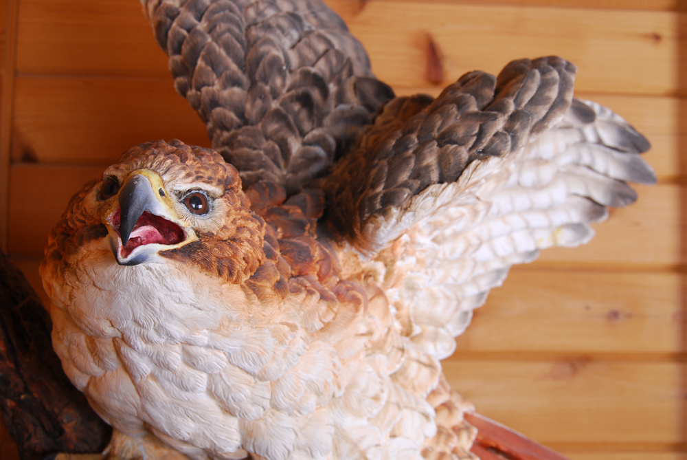 Paul Brunelle Fired Clay Red Tail Hawk Sculpture