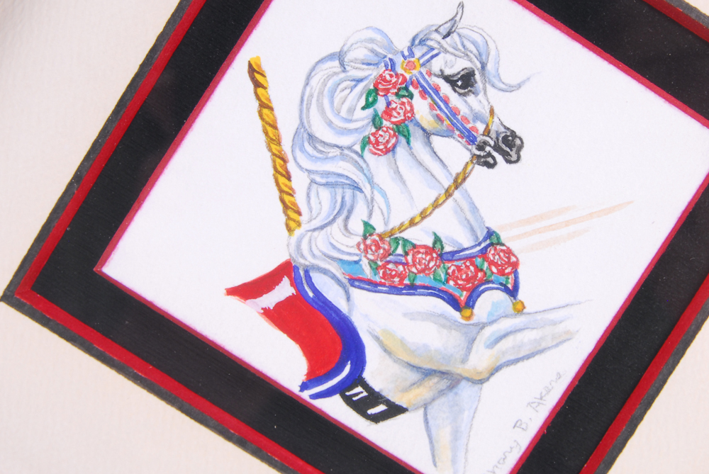 Shary B. Akers "Carousel Horse" Watercolor Painting
