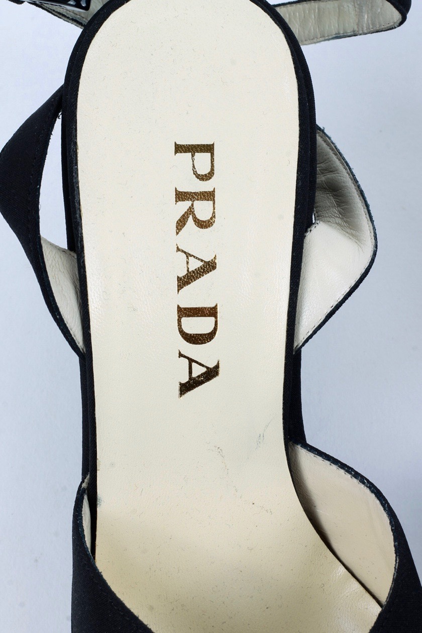 Prada Black Open Toe Platform Wedges