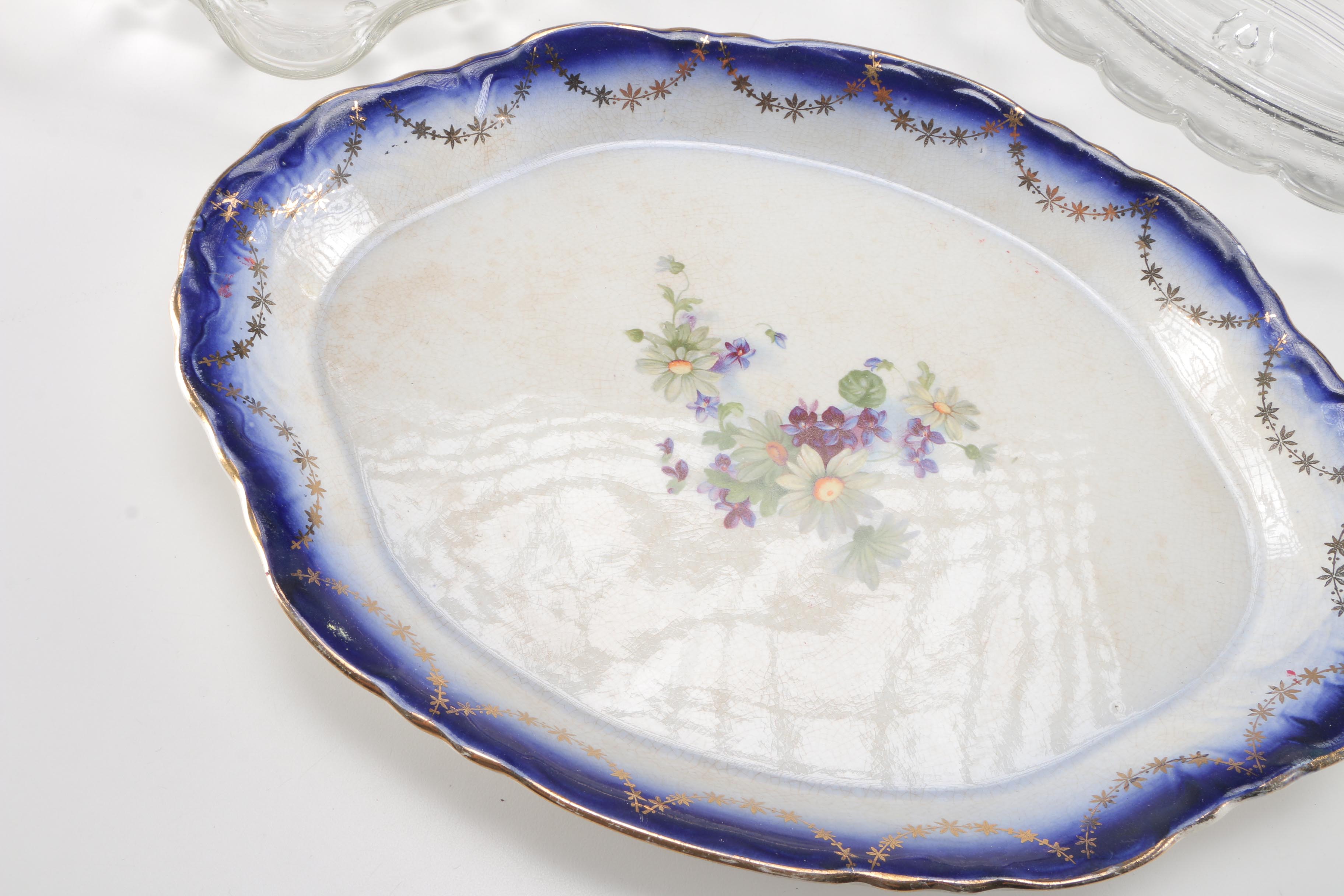 Three Antique Platters Including EAPG Declaration of Independence Platter